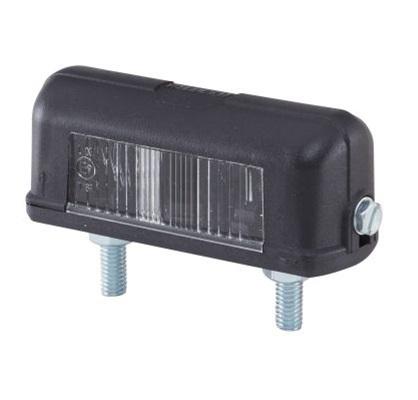 Lumină pentru număr de înmatriculare HELLA 2KA 357 014-001, dimensiuni 81 x 32 mm, bec C5W, tensiune 12/24 V